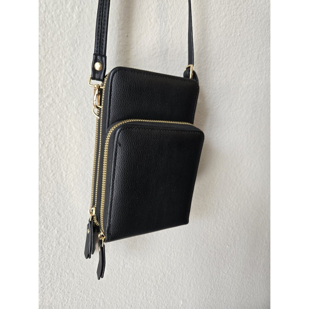 Collections Etc Purse, RFID Zippered Crossbody Bag With Multiple Pockets, Black
